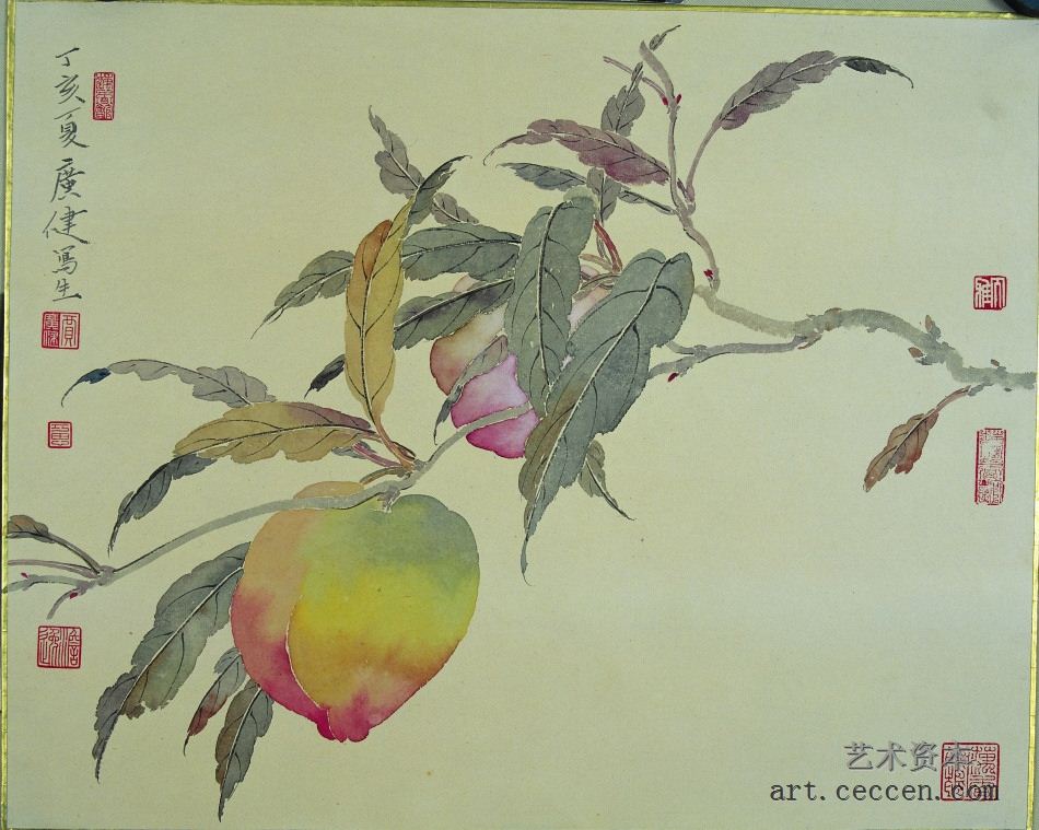 双寿 45×55cm 纸本设色 2008年